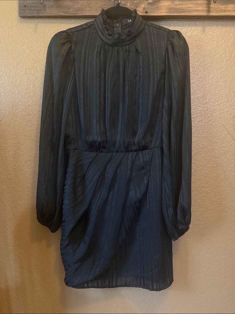Lulus Cocktail Hour Chic Black Striped Long Sleeve Mini Dress